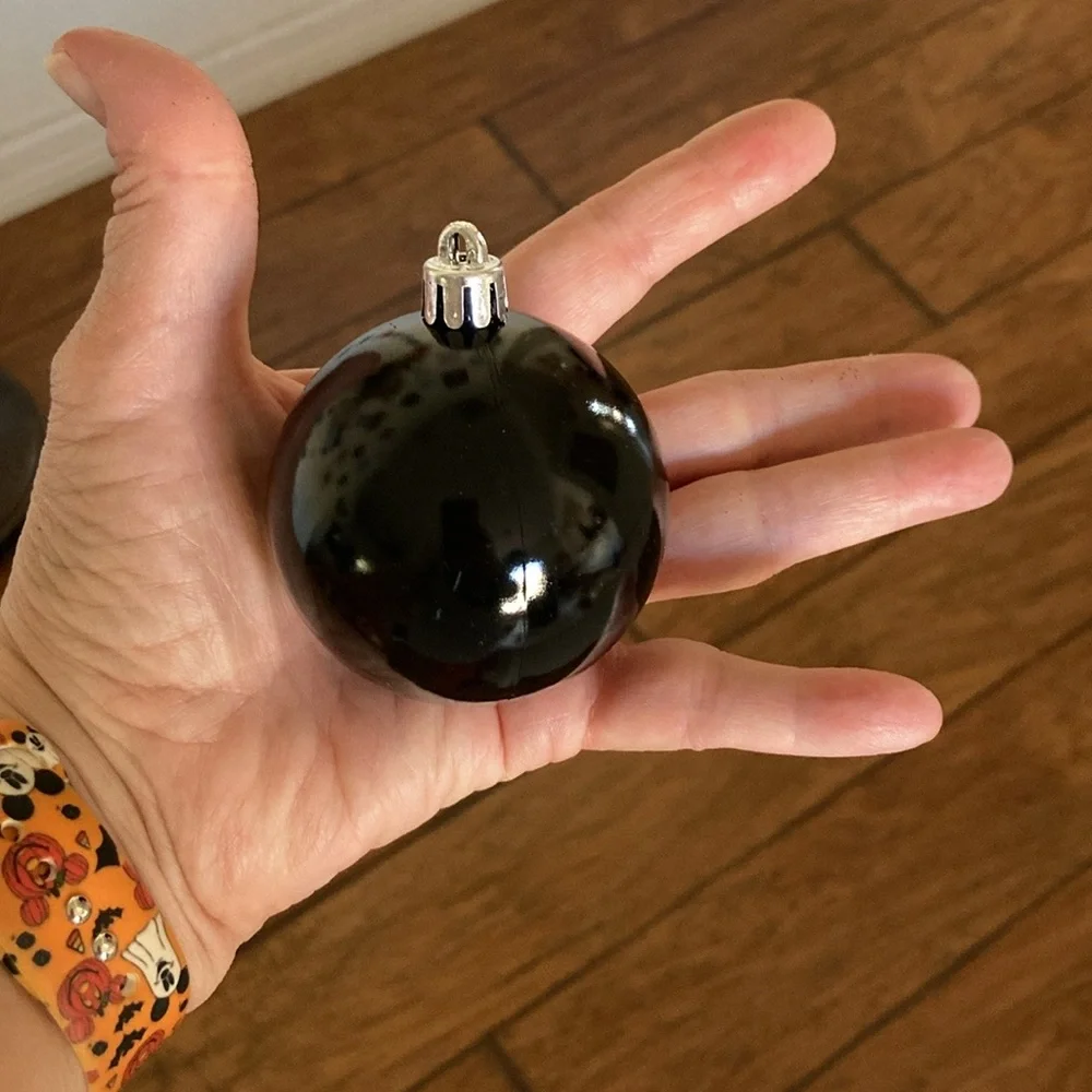 Black Shatterproof Christmas balls x50 NEW matte glitter shiny 3”